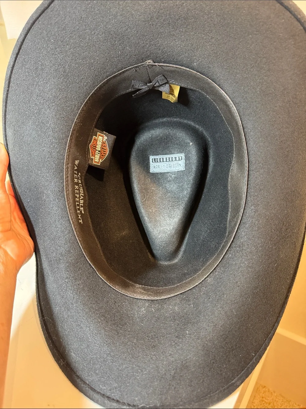 Harley Davidson black wool cowboy hat. XL.